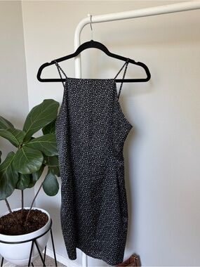 Abercrombie and Fitch High Neck Polka Dot Satin Black Dress